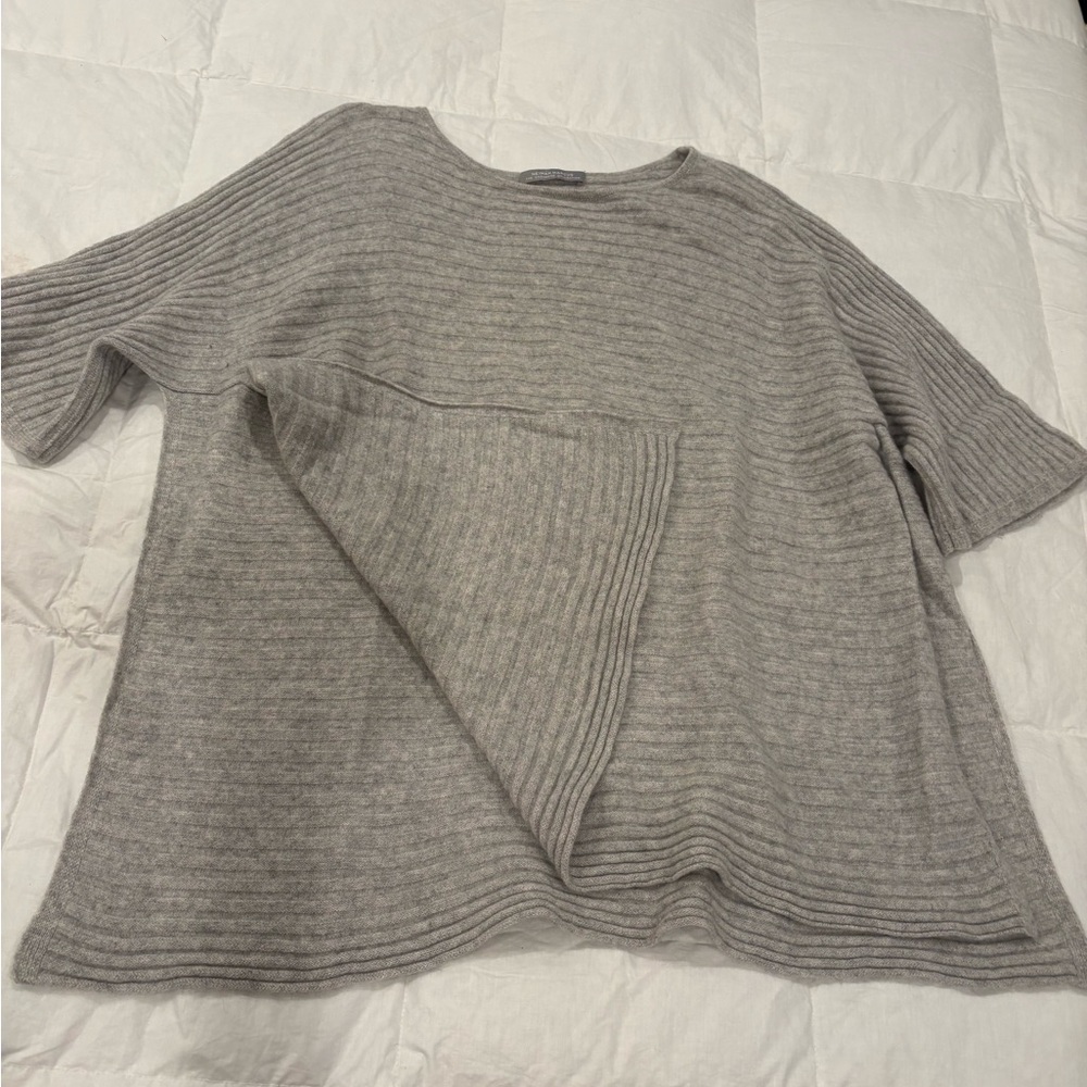 Neiman Marcus Light Gray Ribbed Sweater - Picture 3 of 5
